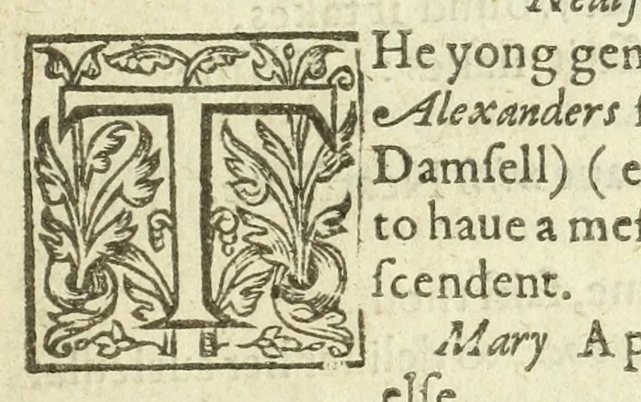 An illustration from The roaring girle, or, Moll Cut-Purse : as it hath lately beene acted on the Fortune-stage by the Prince His Players, 1611, leaf 9