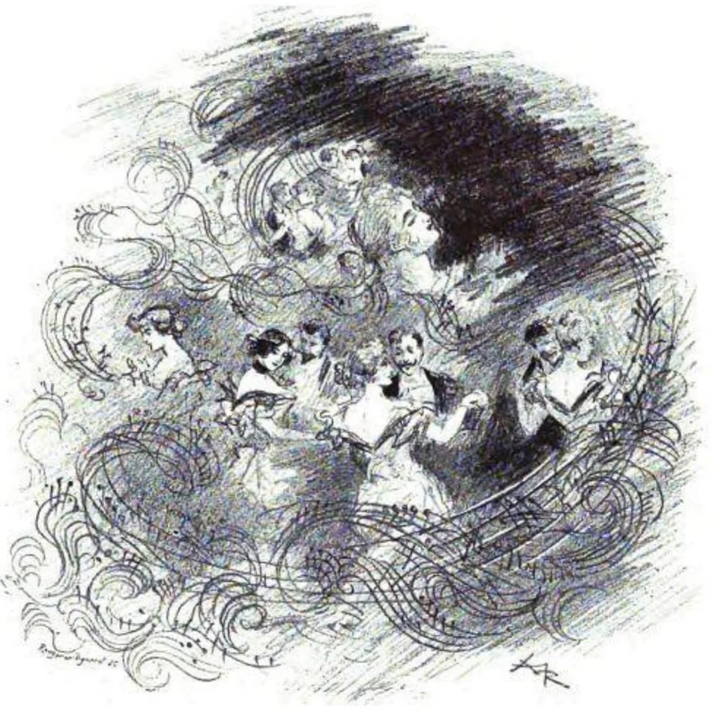 An illustration from La Fin des Livres Contes pour les Bibliophiles Uzanne Constant et Robida Albert, 1894, leaf 243