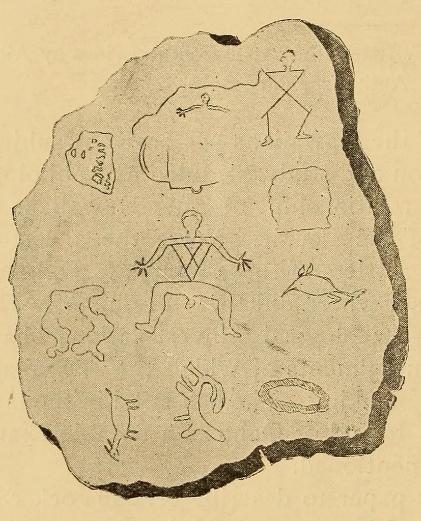 An illustration from Rock carvings of Hawaii; some possible traces of pre-historic Hawaiians, 1904, leaf 6