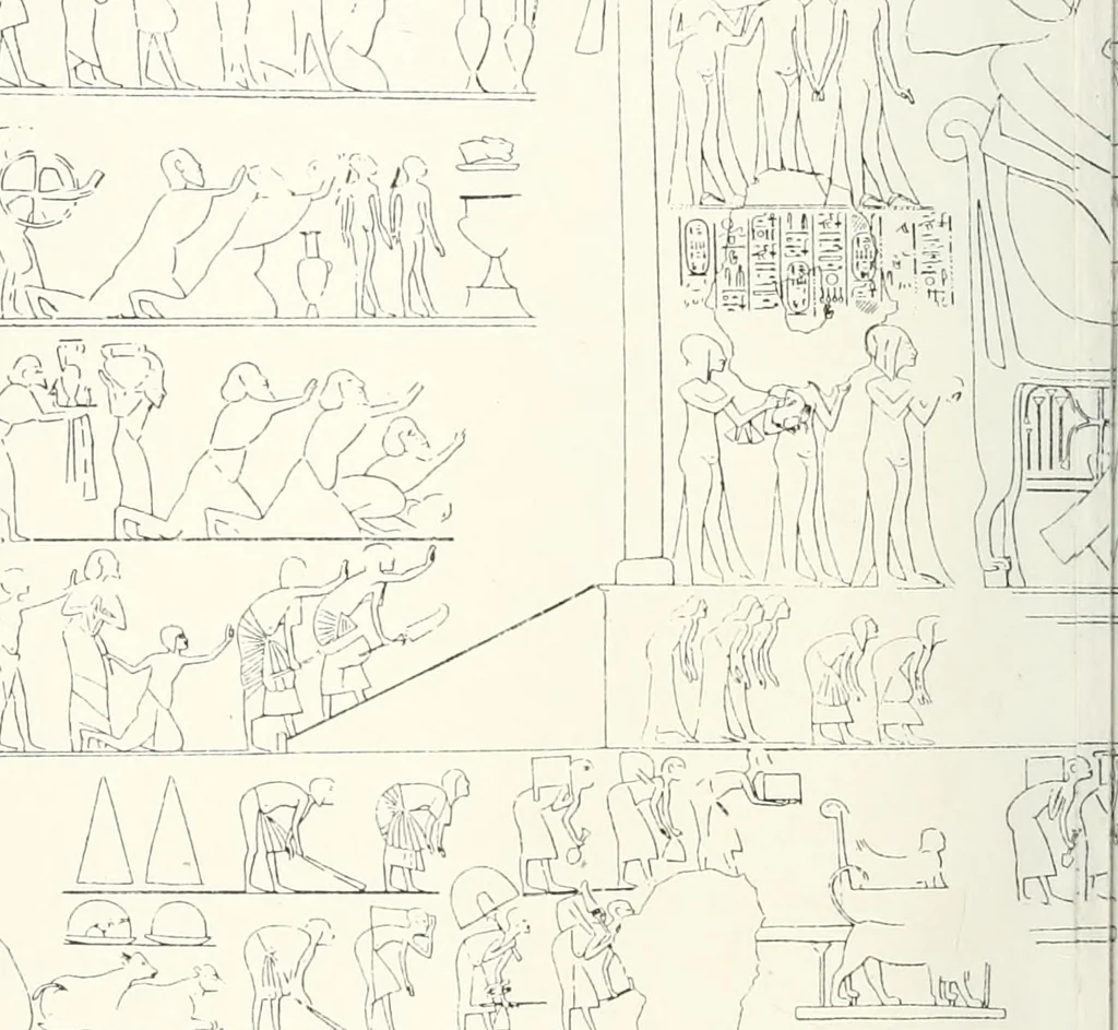 An illustration from The rock tombs of El Amarna, 1903, leaf 165