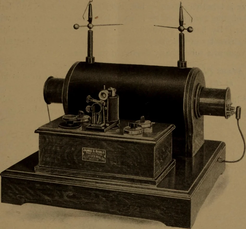 An illustration from "Roentgen" induction coils and other X-ray apparatus, 1904, leaf 8