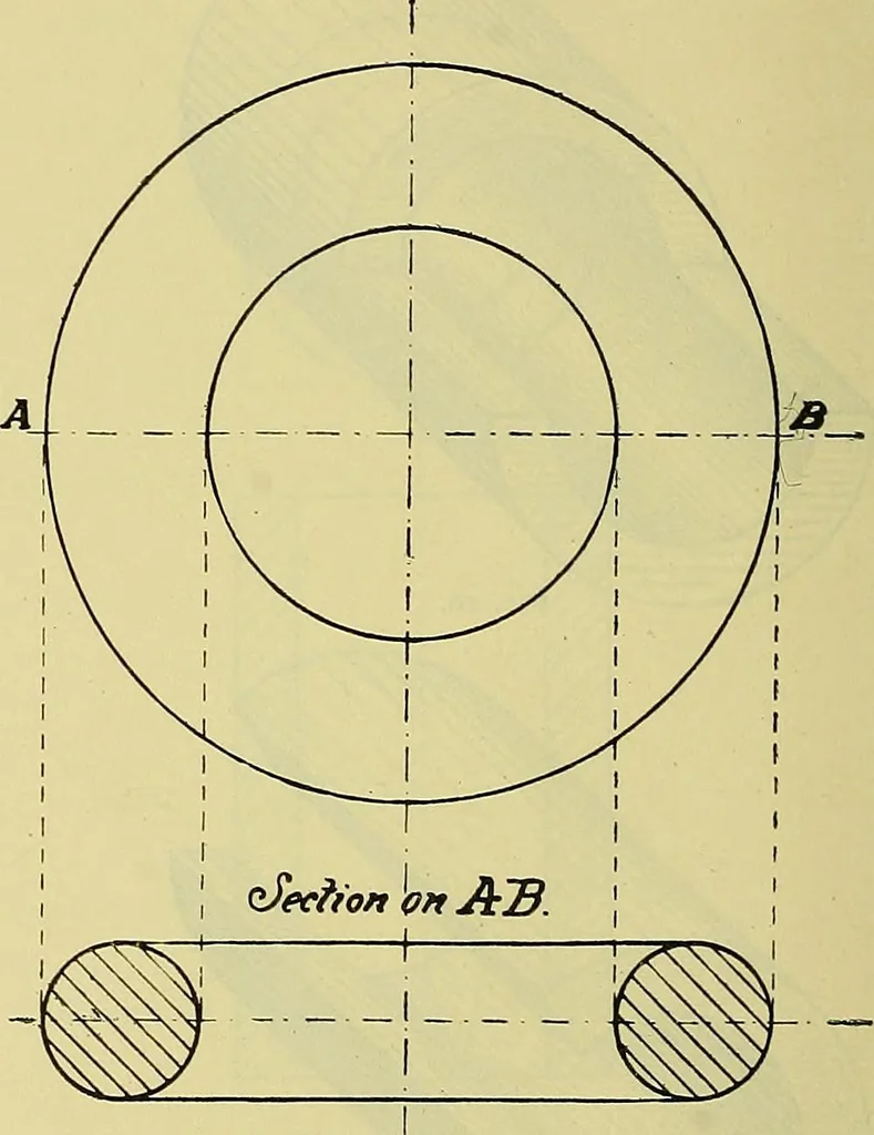An illustration from Rogers' drawing and design; an educational treatise relating to linear drawing; machine design; working drawings; transmission methods; steam, electrical and metal working machines and parts; lathes; boiler and parts; instruments and their use; tables, etc, 1913, leaf 129