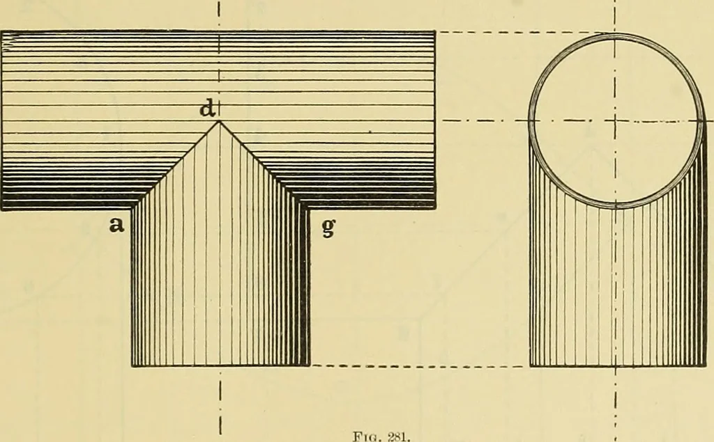 An illustration from Rogers' drawing and design; an educational treatise relating to linear drawing; machine design; working drawings; transmission methods; steam, electrical and metal working machines and parts; lathes; boiler and parts; instruments and their use; tables, etc, 1913, leaf 150