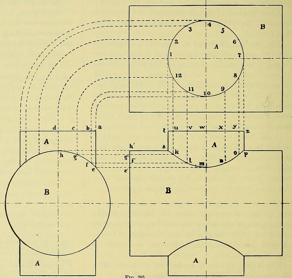 An illustration from Rogers' drawing and design; an educational treatise relating to linear drawing; machine design; working drawings; transmission methods; steam, electrical and metal working machines and parts; lathes; boiler and parts; instruments and their use; tables, etc, 1913, leaf 155