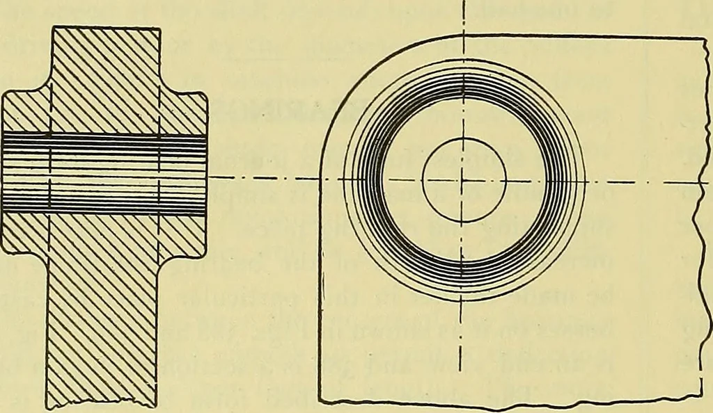 An illustration from Rogers' drawing and design; an educational treatise relating to linear drawing; machine design; working drawings; transmission methods; steam, electrical and metal working machines and parts; lathes; boiler and parts; instruments and their use; tables, etc, 1913, leaf 235