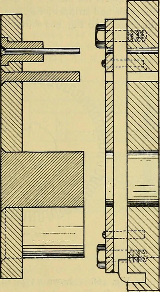 An illustration from Rogers' drawing and design; an educational treatise relating to linear drawing; machine design; working drawings; transmission methods; steam, electrical and metal working machines and parts; lathes; boiler and parts; instruments and their use; tables, etc, 1913, leaf 284