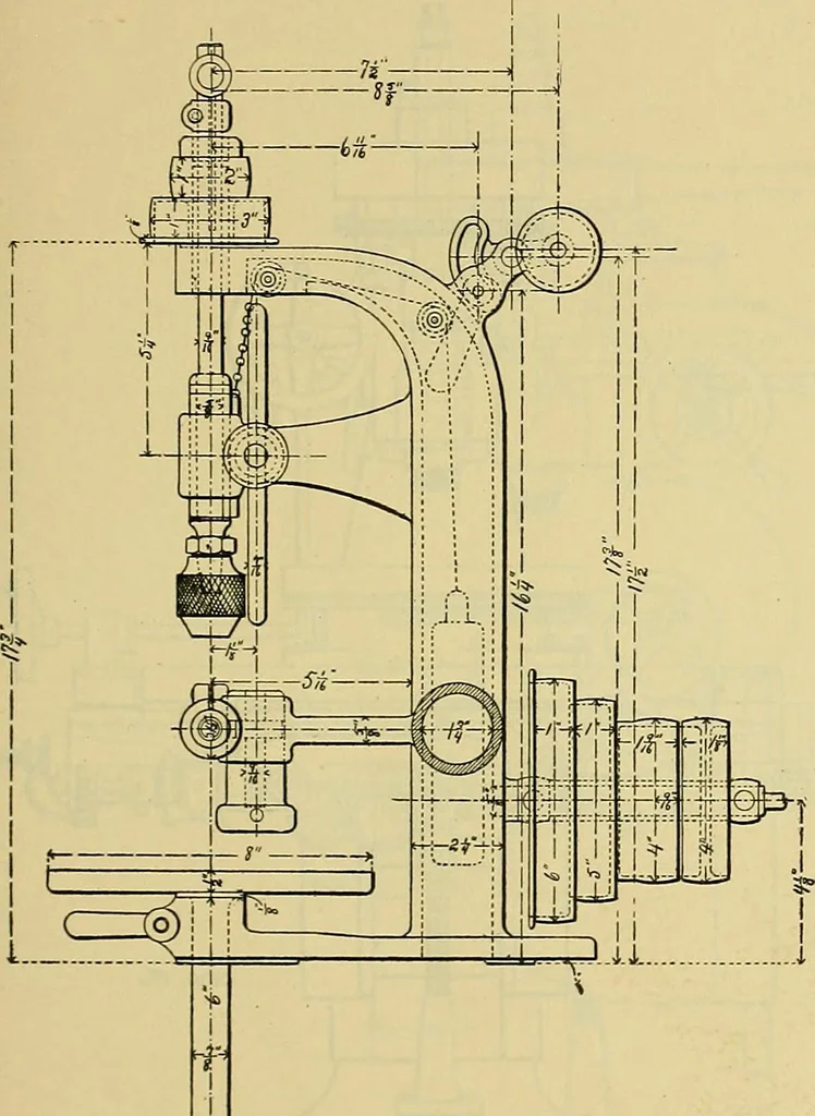 An illustration from Rogers' drawing and design; an educational treatise relating to linear drawing; machine design; working drawings; transmission methods; steam, electrical and metal working machines and parts; lathes; boiler and parts; instruments and their use; tables, etc, 1913, leaf 290