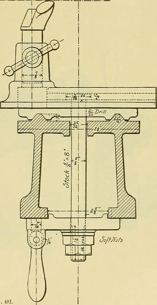 An illustration from Rogers' drawing and design; an educational treatise relating to linear drawing; machine design; working drawings; transmission methods; steam, electrical and metal working machines and parts; lathes; boiler and parts; instruments and their use; tables, etc, 1913, leaf 296