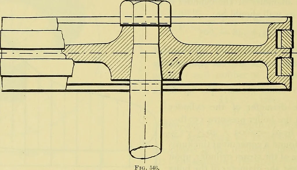 An illustration from Rogers' drawing and design; an educational treatise relating to linear drawing; machine design; working drawings; transmission methods; steam, electrical and metal working machines and parts; lathes; boiler and parts; instruments and their use; tables, etc, 1913, leaf 351
