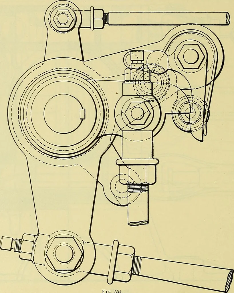 An illustration from Rogers' drawing and design; an educational treatise relating to linear drawing; machine design; working drawings; transmission methods; steam, electrical and metal working machines and parts; lathes; boiler and parts; instruments and their use; tables, etc, 1913, leaf 357