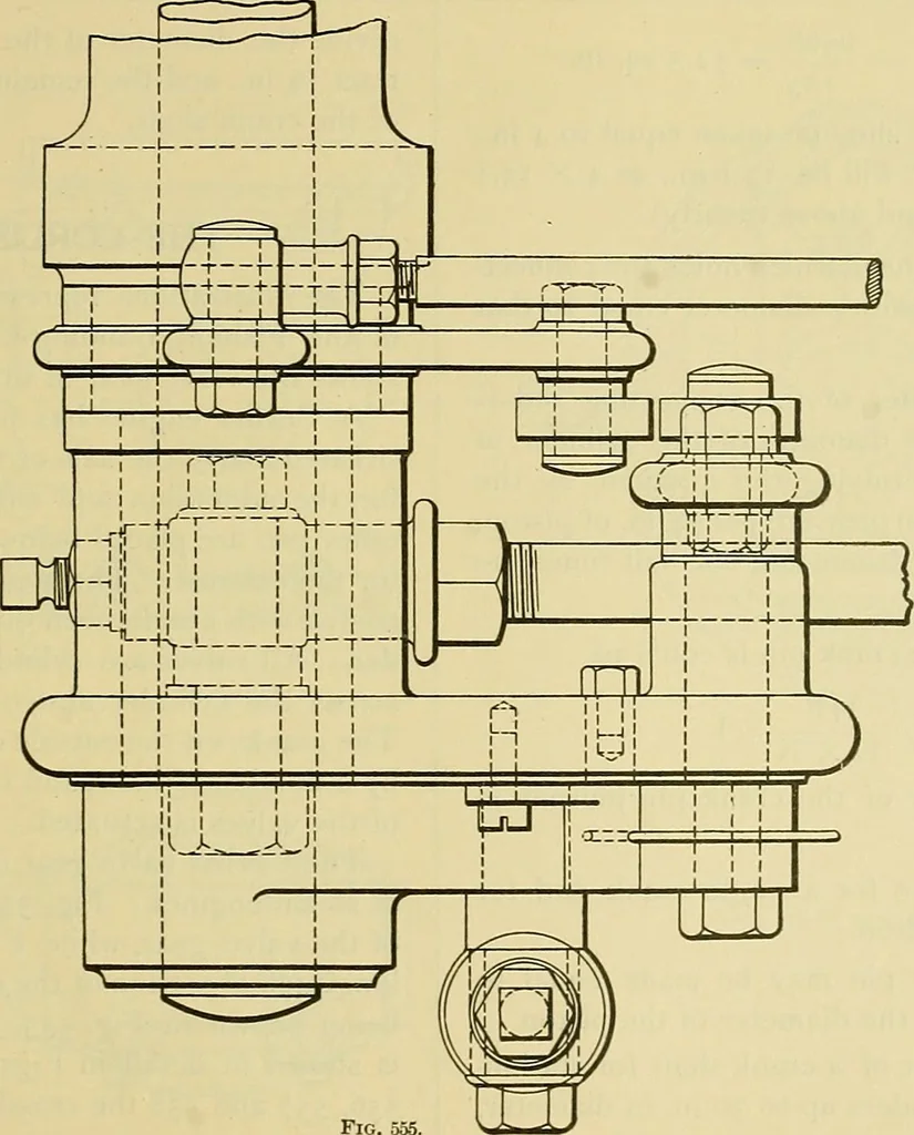 An illustration from Rogers' drawing and design; an educational treatise relating to linear drawing; machine design; working drawings; transmission methods; steam, electrical and metal working machines and parts; lathes; boiler and parts; instruments and their use; tables, etc, 1913, leaf 358