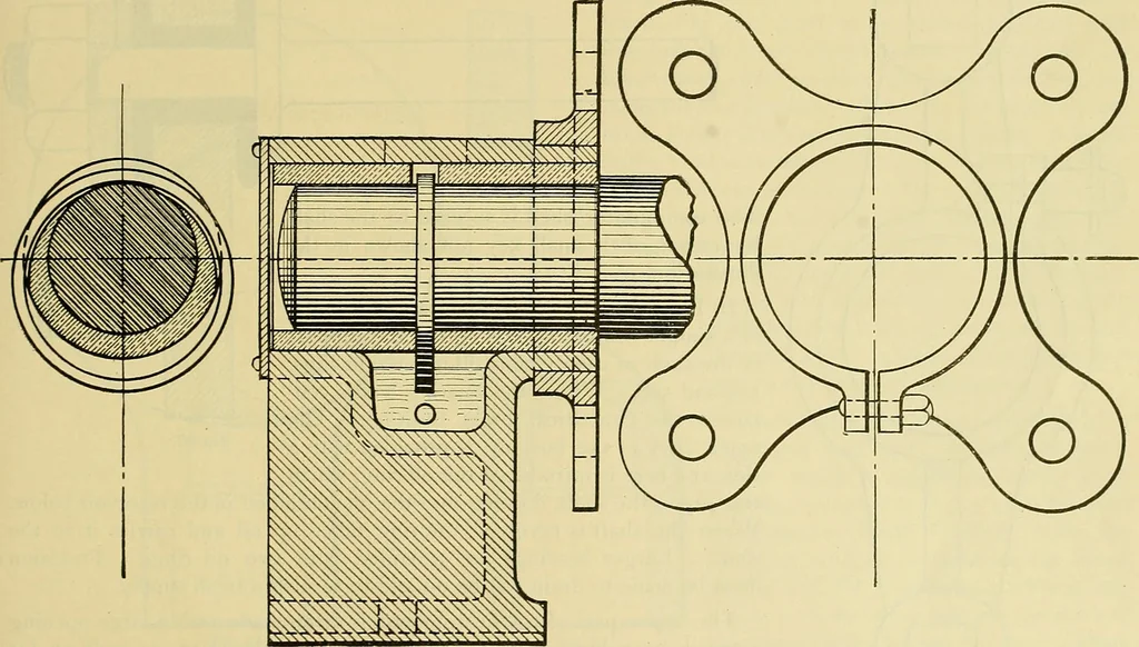 An illustration from Rogers' drawing and design; an educational treatise relating to linear drawing; machine design; working drawings; transmission methods; steam, electrical and metal working machines and parts; lathes; boiler and parts; instruments and their use; tables, etc, 1913, leaf 372