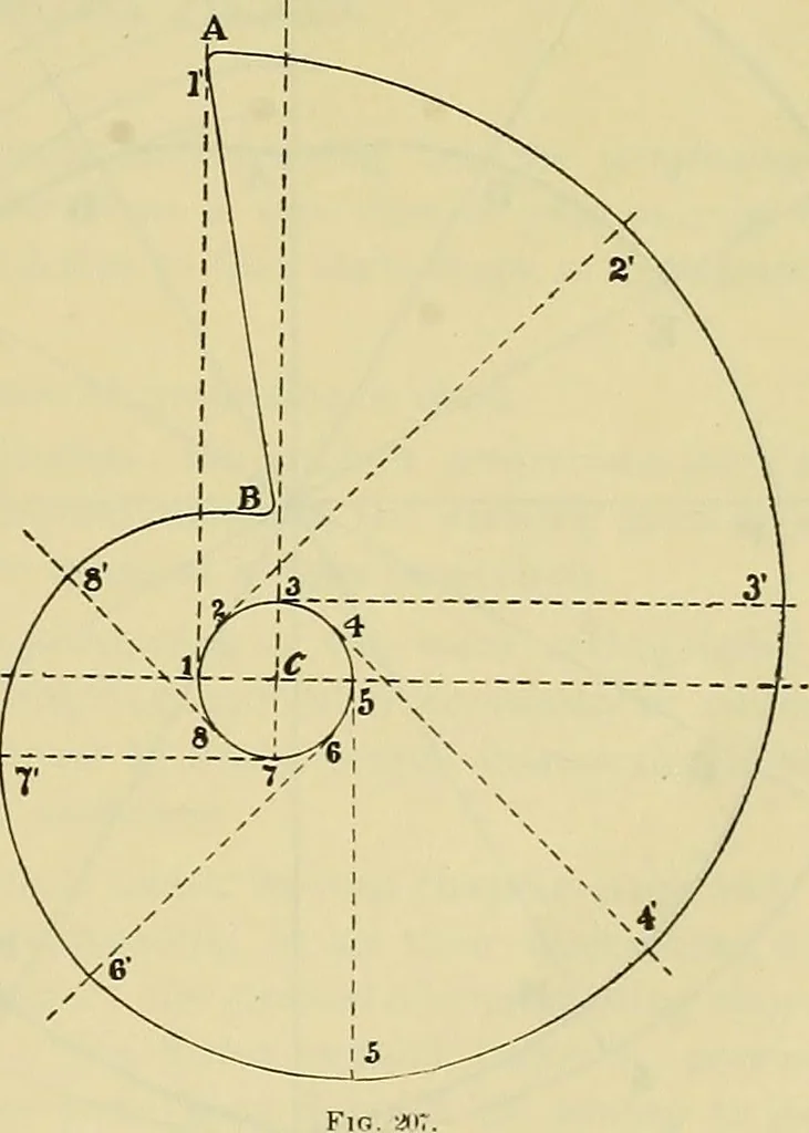 An illustration from Rogers' drawing and design; an educational treatise relating to linear drawing; machine design; working drawings; transmission methods; steam, electrical and metal working machines and parts; lathes; boiler and parts; instruments and their use; tables, etc, 1913, leaf 96