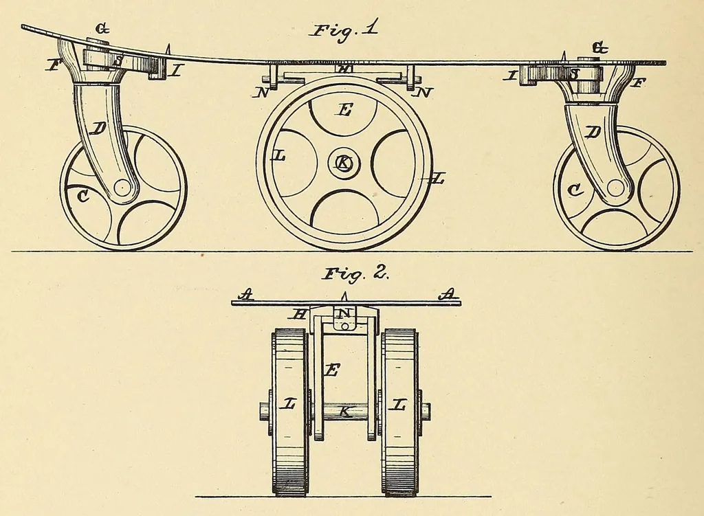 An illustration from [Roller-skate patents], 1861, leaf 236