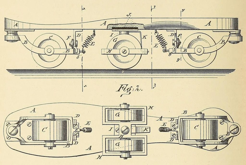 An illustration from [Roller-skate patents], 1861, leaf 280