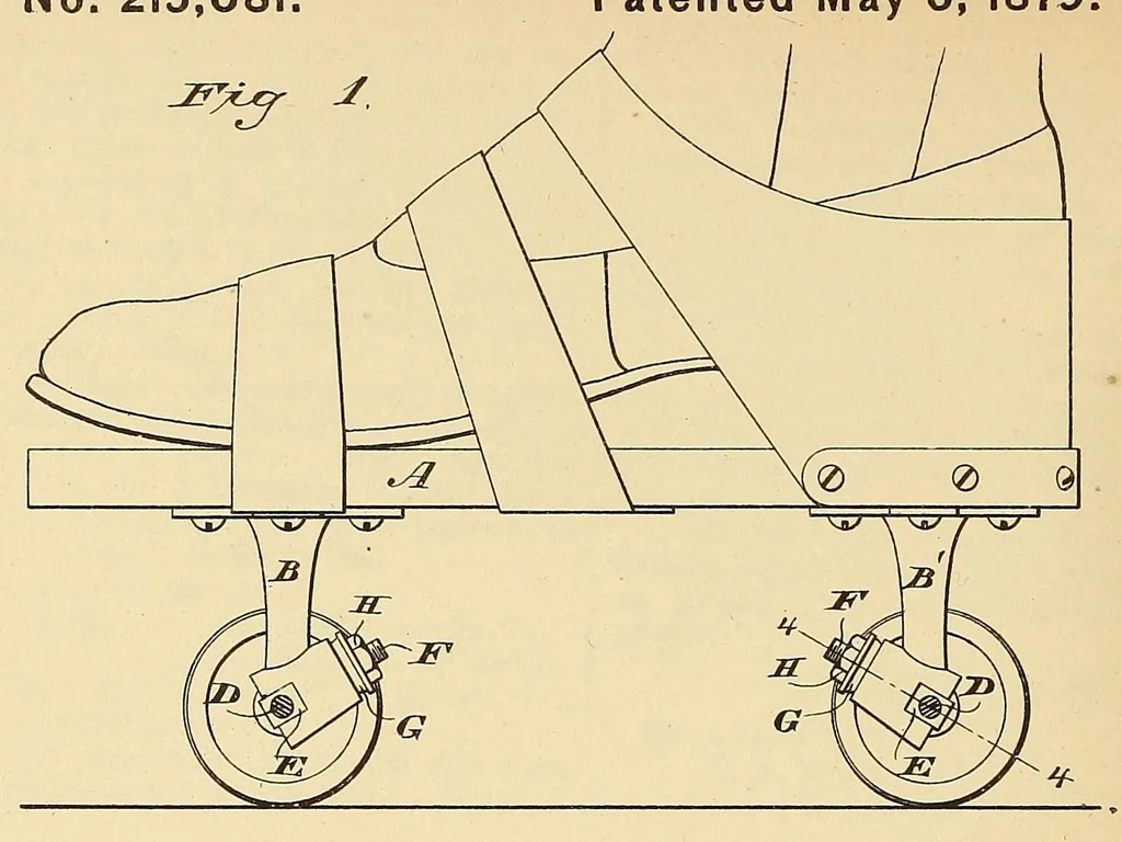 An illustration from [Roller-skate patents], 1861, leaf 318