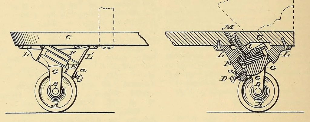 An illustration from [Roller-skate patents], 1861, leaf 364