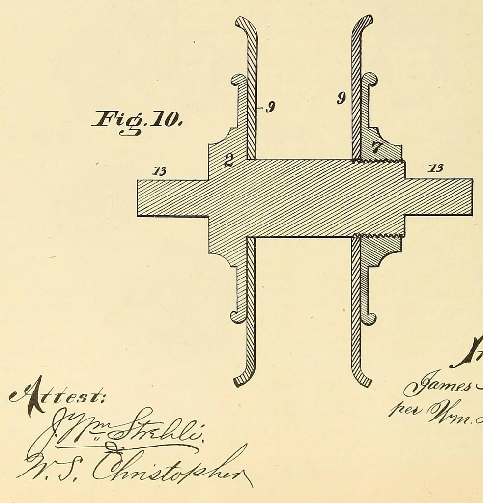 An illustration from [Roller-skate patents], 1861, leaf 488
