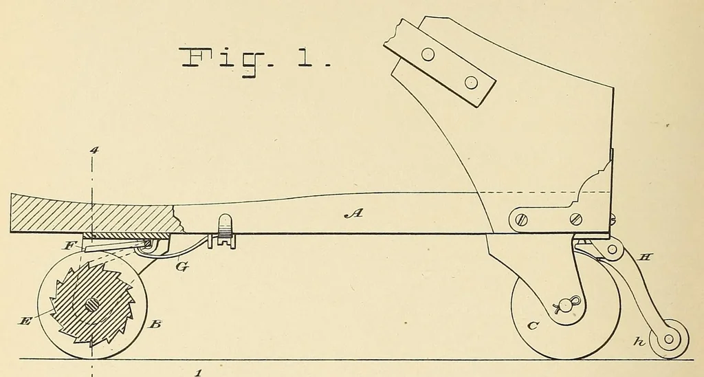 An illustration from [Roller-skate patents], 1861, leaf 702