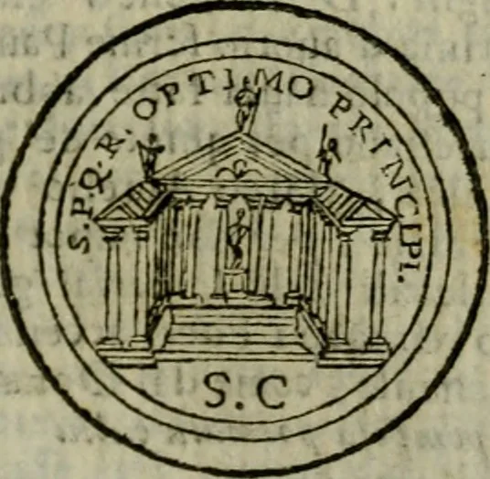An illustration from Roma antica, 1666, leaf 296