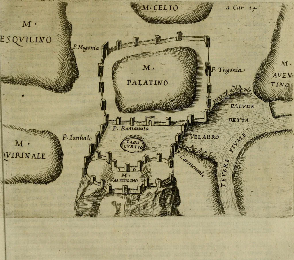 An illustration from Roma antica, 1666, leaf 36
