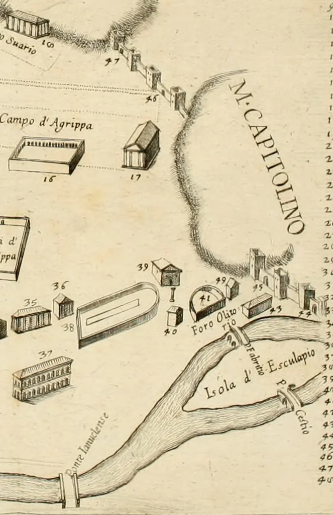 An illustration from Roma antica, 1666, leaf 375