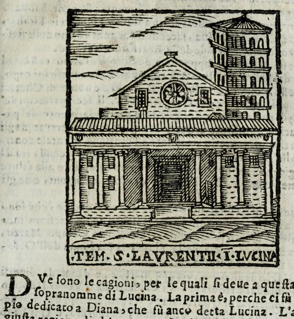 An illustration from Roma antica e moderna : nella quale si contengono chiese, monasterij, hospedali, compagnie, collegij, e seminarij, tempij, teatri, anfiteatri, naumachie, cerchi, fori, curie, palazzi, e statue, librerie, musei, pitture, scolture, & i nomi de gli artefici : indice de' sommi pontefici, imperatori, e duchi : con vna copiosissima tauola, & altre nuoue aggiunte, 1653, leaf 137