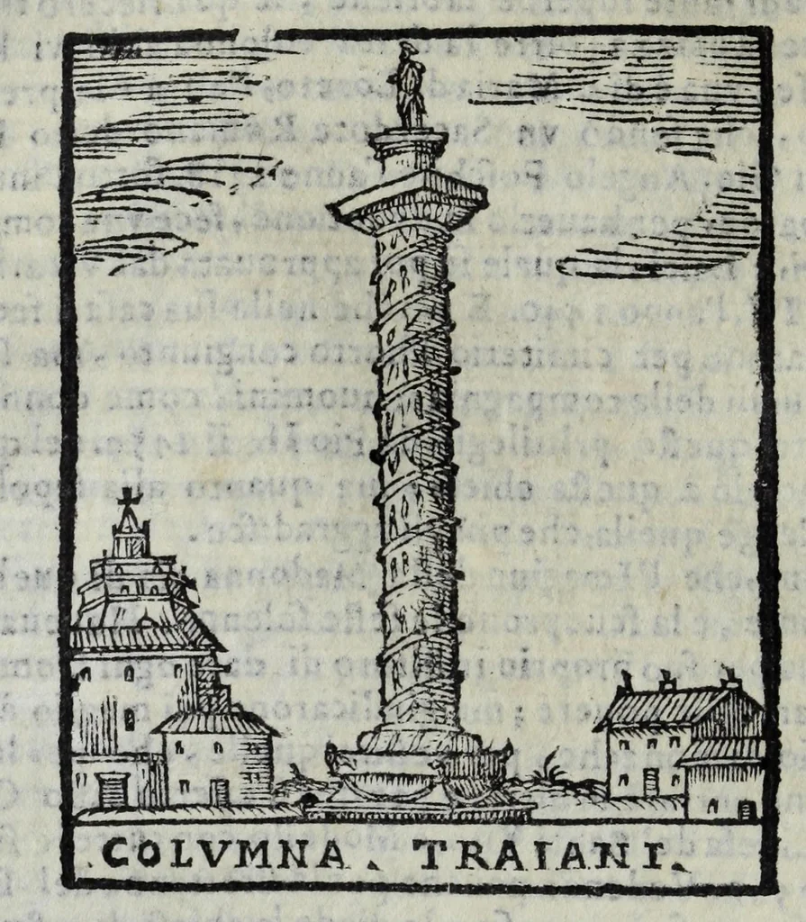 An illustration from Roma antica e moderna : nella quale si contengono chiese, monasterij, hospedali, compagnie, collegij, e seminarij, tempij, teatri, anfiteatri, naumachie, cerchi, fori, curie, palazzi, e statue, librerie, musei, pitture, scolture, & i nomi de gli artefici : indice de' sommi pontefici, imperatori, e duchi : con vna copiosissima tauola, & altre nuoue aggiunte, 1653, leaf 172