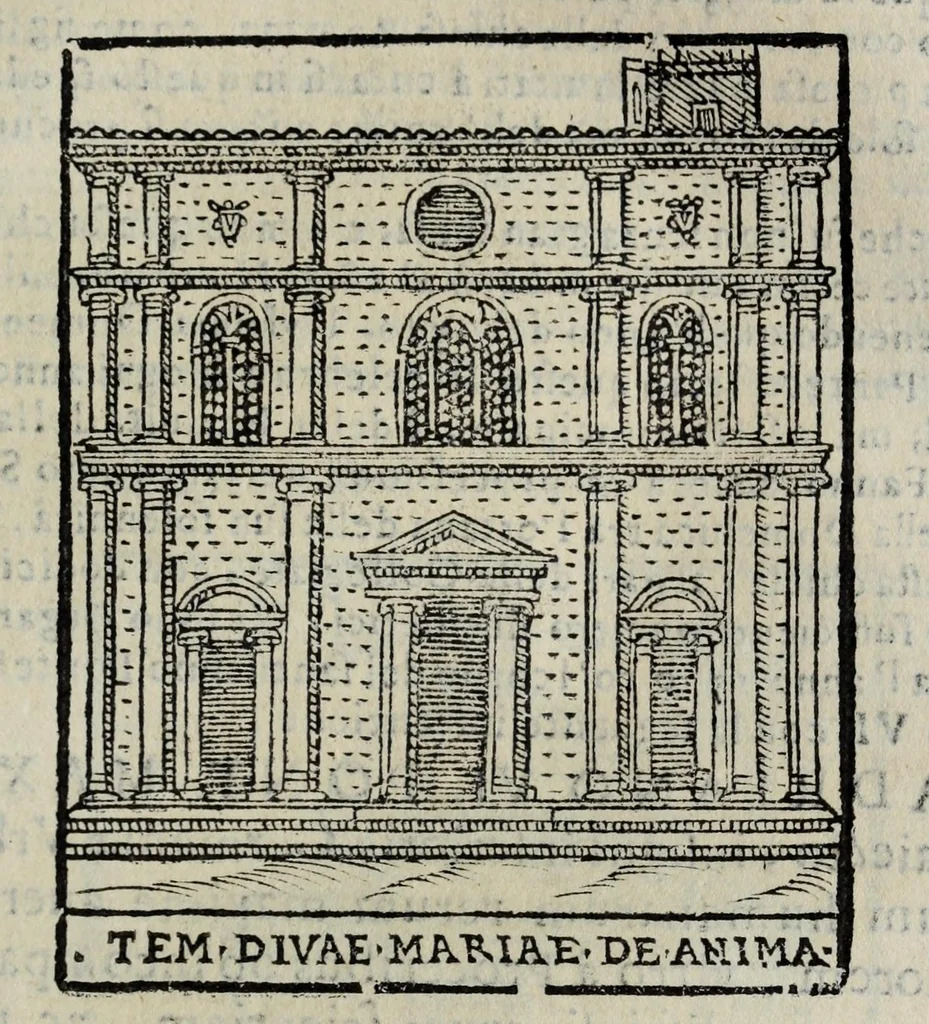 An illustration from Roma antica e moderna : nella quale si contengono chiese, monasterij, hospedali, compagnie, collegij, e seminarij, tempij, teatri, anfiteatri, naumachie, cerchi, fori, curie, palazzi, e statue, librerie, musei, pitture, scolture, & i nomi de gli artefici : indice de' sommi pontefici, imperatori, e duchi : con vna copiosissima tauola, & altre nuoue aggiunte, 1653, leaf 231