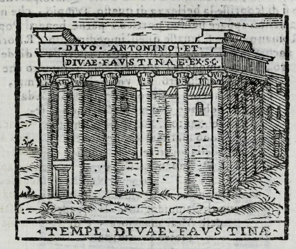 An illustration from Roma antica e moderna : nella quale si contengono chiese, monasterij, hospedali, compagnie, collegij, e seminarij, tempij, teatri, anfiteatri, naumachie, cerchi, fori, curie, palazzi, e statue, librerie, musei, pitture, scolture, & i nomi de gli artefici : indice de' sommi pontefici, imperatori, e duchi : con vna copiosissima tauola, & altre nuoue aggiunte, 1653, leaf 349