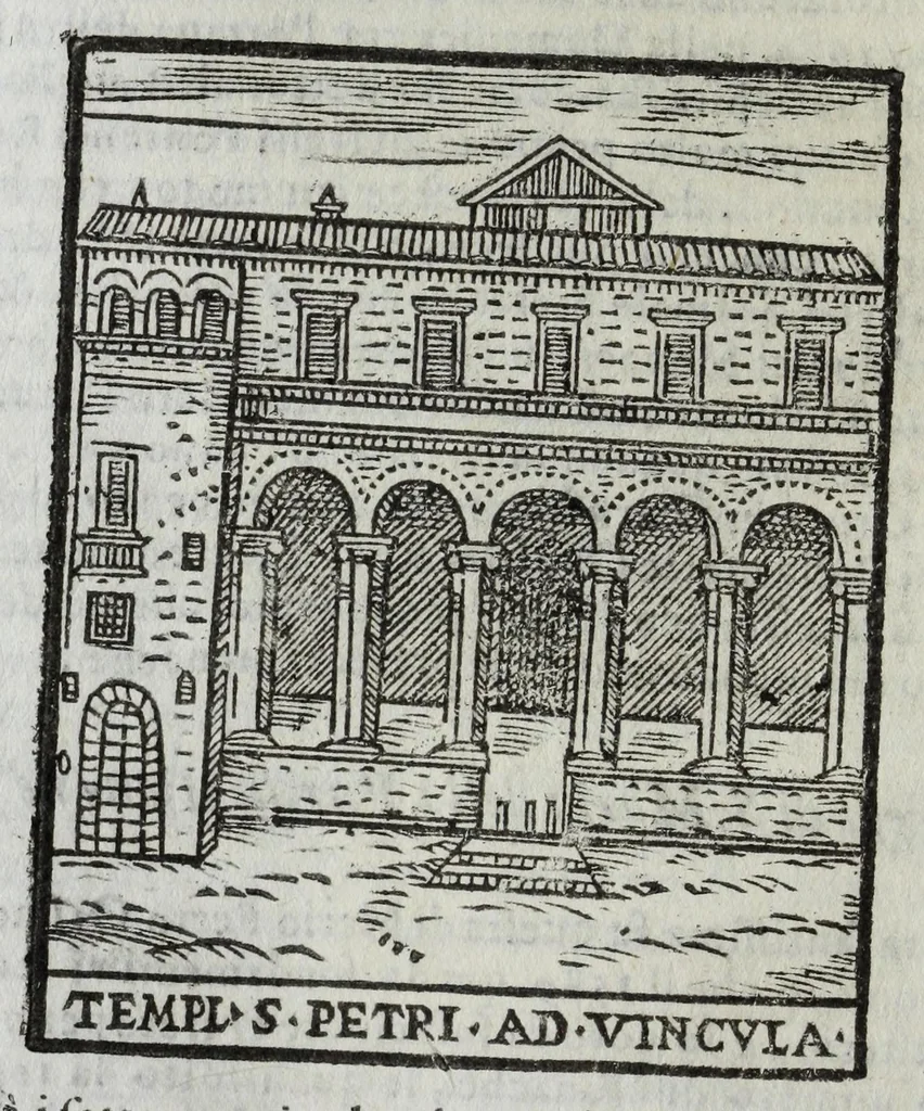 An illustration from Roma antica e moderna : nella quale si contengono chiese, monasterij, hospedali, compagnie, collegij, e seminarij, tempij, teatri, anfiteatri, naumachie, cerchi, fori, curie, palazzi, e statue, librerie, musei, pitture, scolture, & i nomi de gli artefici : indice de' sommi pontefici, imperatori, e duchi : con vna copiosissima tauola, & altre nuoue aggiunte, 1653, leaf 398