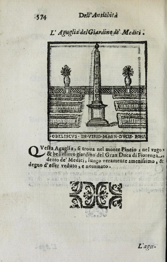 An illustration from Roma antica e moderna : nella quale si contengono chiese, monasterij, hospedali, compagnie, collegij, e seminarij, tempij, teatri, anfiteatri, naumachie, cerchi, fori, curie, palazzi, e statue, librerie, musei, pitture, scolture, & i nomi de gli artefici : indice de' sommi pontefici, imperatori, e duchi : con vna copiosissima tauola, & altre nuoue aggiunte, 1653, leaf 610