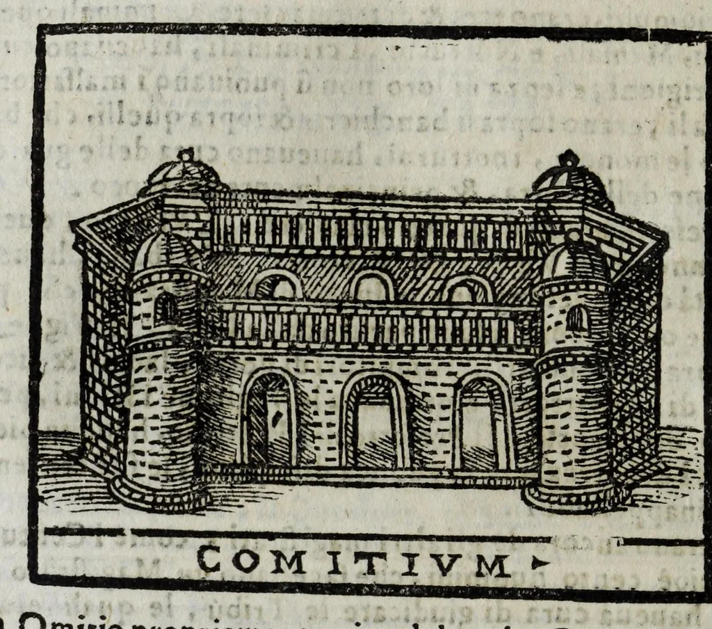 An illustration from Roma antica e moderna : nella quale si contengono chiese, monasterij, hospedali, compagnie, collegij, e seminarij, tempij, teatri, anfiteatri, naumachie, cerchi, fori, curie, palazzi, e statue, librerie, musei, pitture, scolture, & i nomi de gli artefici : indice de' sommi pontefici, imperatori, e duchi : con vna copiosissima tauola, & altre nuoue aggiunte, 1653, leaf 656