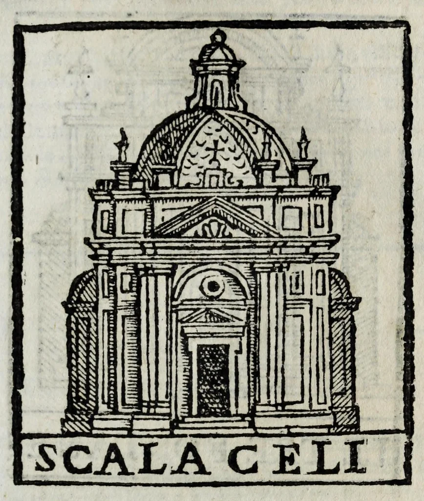An illustration from Roma antica e moderna : nella quale si contengono chiese, monasterij, hospedali, compagnie, collegij, e seminarij, tempij, teatri, anfiteatri, naumachie, cerchi, fori, curie, palazzi, e statue, librerie, musei, pitture, scolture, & i nomi de gli artefici : indice de' sommi pontefici, imperatori, e duchi : con vna copiosissima tauola, & altre nuoue aggiunte, 1653, leaf 73