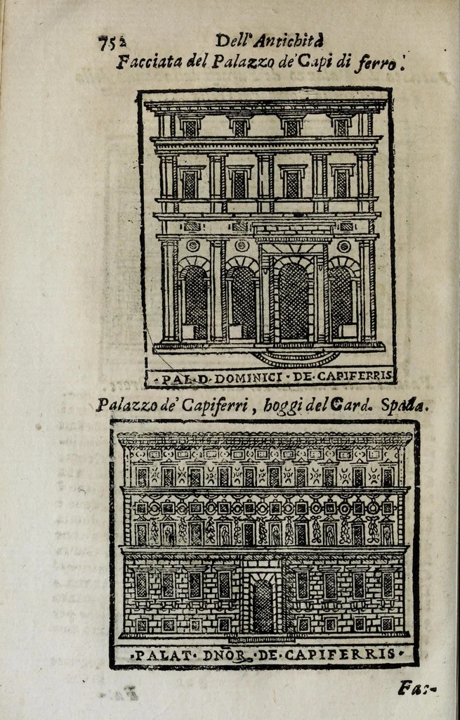 An illustration from Roma antica e moderna : nella quale si contengono chiese, monasterij, hospedali, compagnie, collegij, e seminarij, tempij, teatri, anfiteatri, naumachie, cerchi, fori, curie, palazzi, e statue, librerie, musei, pitture, scolture, & i nomi de gli artefici : indice de' sommi pontefici, imperatori, e duchi : con vna copiosissima tauola, & altre nuoue aggiunte, 1653, leaf 788