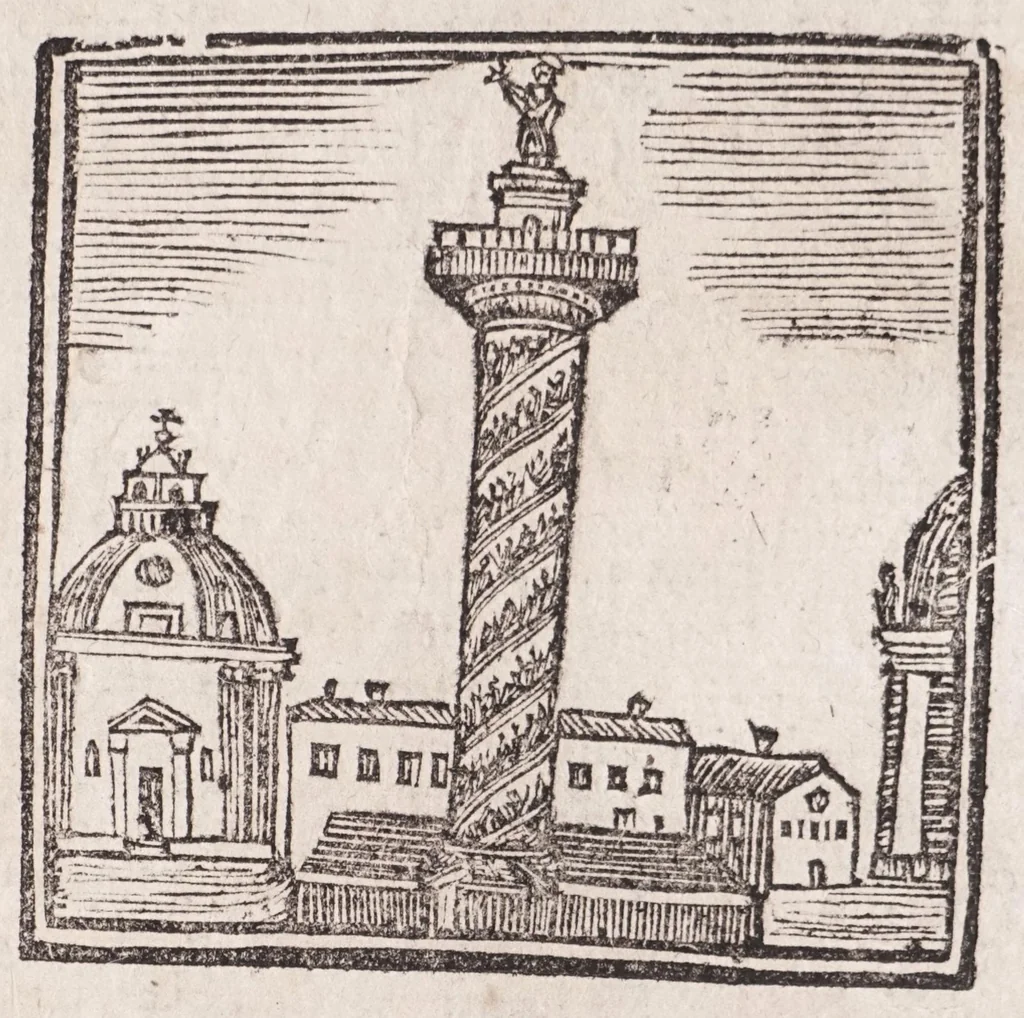 An illustration from Roma antica e moderna : nella quale si contengono chiese, monasterij, hospedali, compagnie, collegij e seminarij : tempij, teatri, anfiteatri, naumachie, cerchi, fori, curie, palazzi e statue : librarie, musei, pitture, scolture, & i nomi de gli artifici : indice de' sommi pontefici, imperatori, rè, e duchi : con vna copiosissima tauola, e aggiunta di tutte le cose notabili fatte sino al presente, 1677, leaf 131