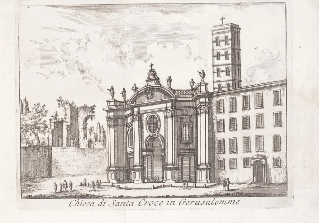 An illustration from Roma antica e moderna : nella quale si contengono chiese, monasterij, hospedali, compagnie, collegij e seminarij : tempij, teatri, anfiteatri, naumachie, cerchi, fori, curie, palazzi e statue : librarie, musei, pitture, scolture, & i nomi de gli artifici : indice de' sommi pontefici, imperatori, rè, e duchi : con vna copiosissima tauola, e aggiunta di tutte le cose notabili fatte sino al presente, 1677, leaf 147