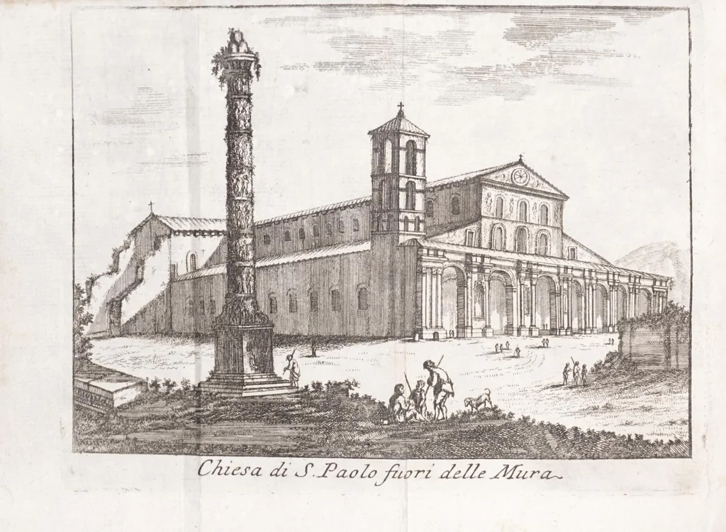 An illustration from Roma antica e moderna : nella quale si contengono chiese, monasterij, hospedali, compagnie, collegij e seminarij : tempij, teatri, anfiteatri, naumachie, cerchi, fori, curie, palazzi e statue : librarie, musei, pitture, scolture, & i nomi de gli artifici : indice de' sommi pontefici, imperatori, rè, e duchi : con vna copiosissima tauola, e aggiunta di tutte le cose notabili fatte sino al presente, 1677, leaf 76