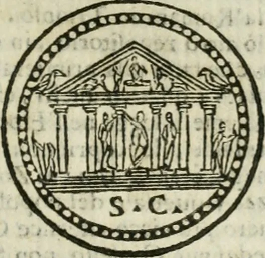 An illustration from Roma antica, 1666, leaf 156