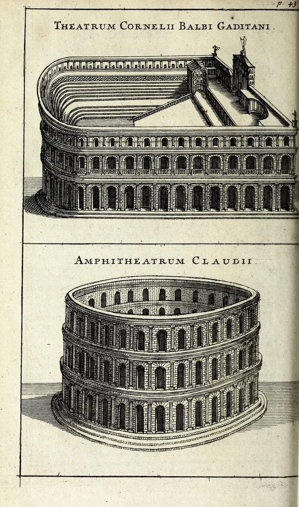 An illustration from Romae antiquae notitia, or, The antiquities of Rome : in two parts ... : with copper cuts of the principal buildings, &c. : to which are prefix'd two essays, concerning the Roman learning, and the Roman education, 1696, leaf 92