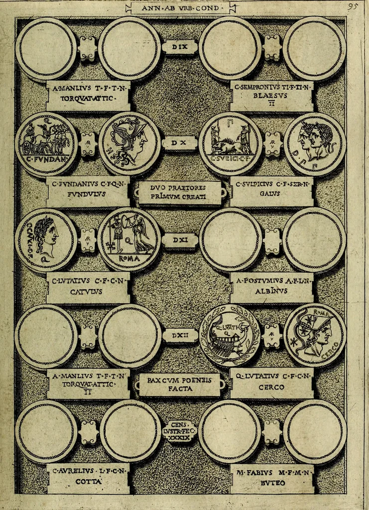 An illustration from Romanae et Graecae antiqvitatis monvmenta, e priscis nvmismatibvs, 1645, leaf 122