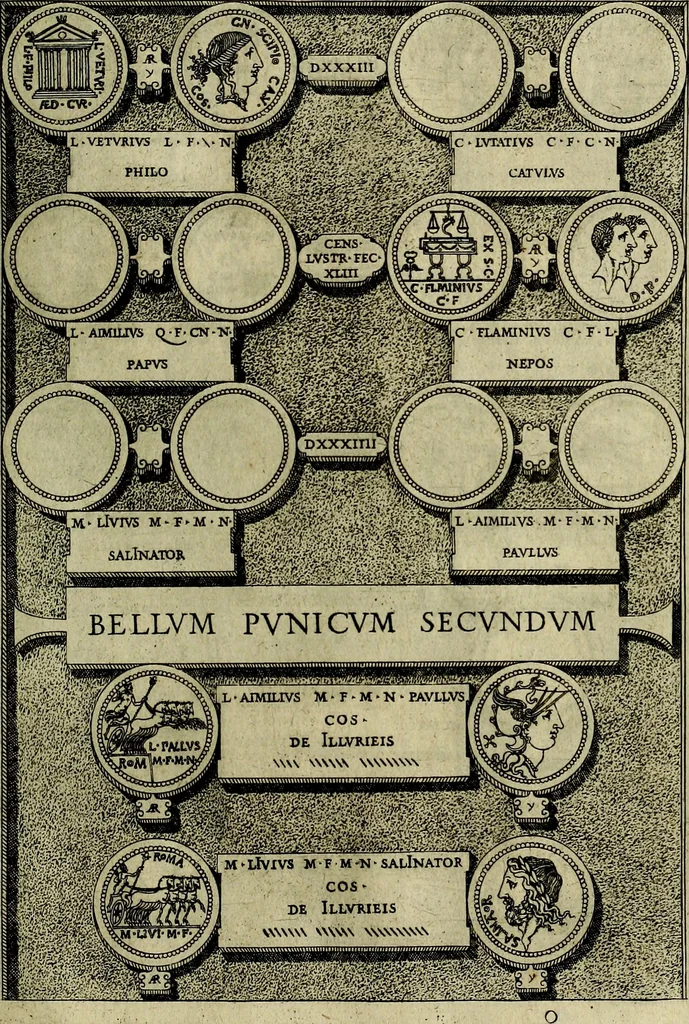 An illustration from Romanae et Graecae antiqvitatis monvmenta, e priscis nvmismatibvs, 1645, leaf 132