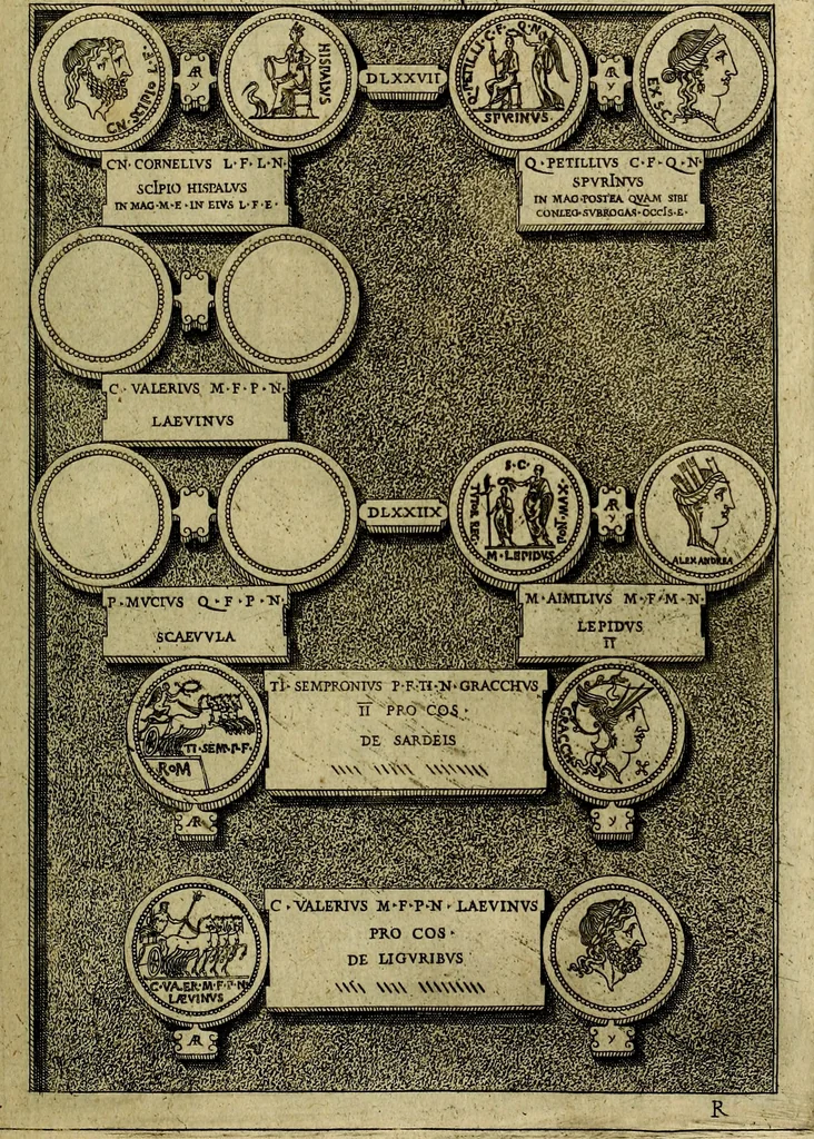 An illustration from Romanae et Graecae antiqvitatis monvmenta, e priscis nvmismatibvs, 1645, leaf 156