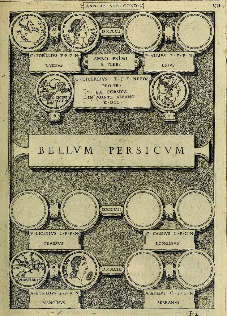 An illustration from Romanae et Graecae antiqvitatis monvmenta, e priscis nvmismatibvs, 1645, leaf 158