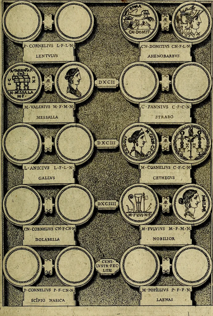 An illustration from Romanae et Graecae antiqvitatis monvmenta, e priscis nvmismatibvs, 1645, leaf 162