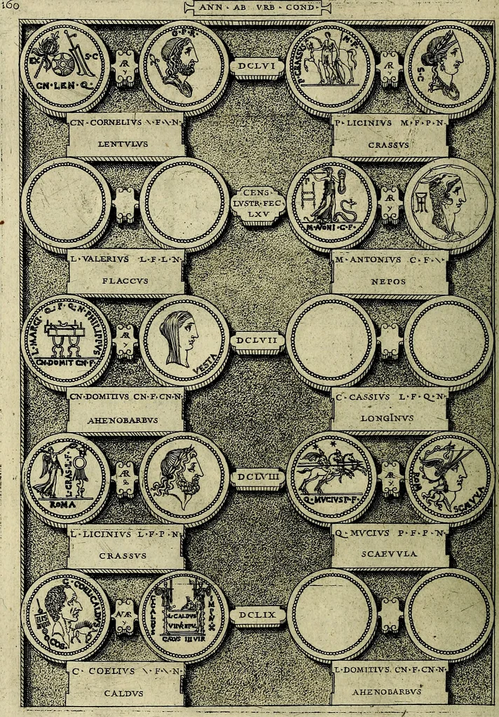 An illustration from Romanae et Graecae antiqvitatis monvmenta, e priscis nvmismatibvs, 1645, leaf 187
