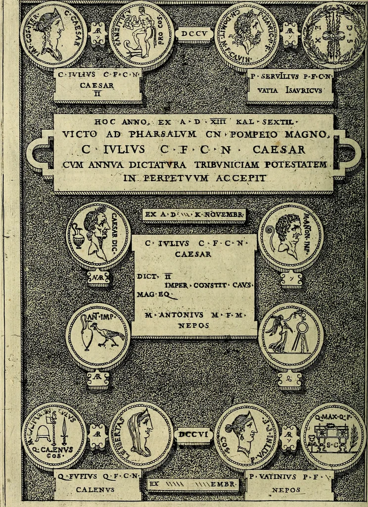 An illustration from Romanae et Graecae antiqvitatis monvmenta, e priscis nvmismatibvs, 1645, leaf 205