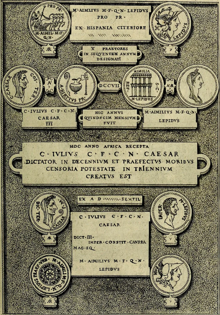 An illustration from Romanae et Graecae antiqvitatis monvmenta, e priscis nvmismatibvs, 1645, leaf 206