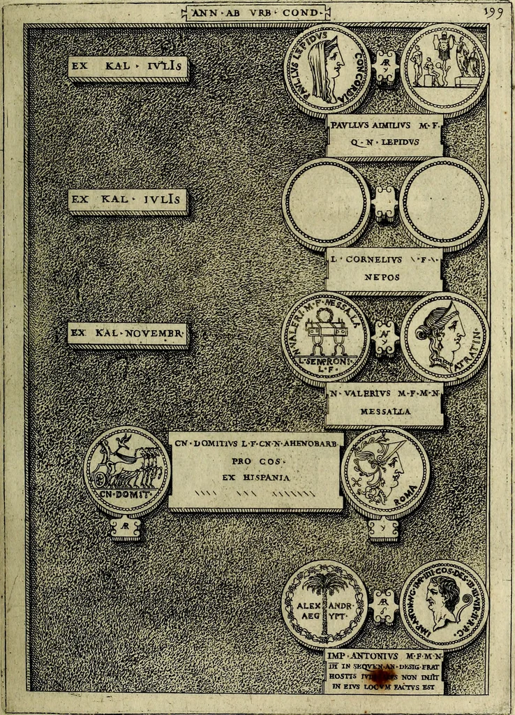 An illustration from Romanae et Graecae antiqvitatis monvmenta, e priscis nvmismatibvs, 1645, leaf 226