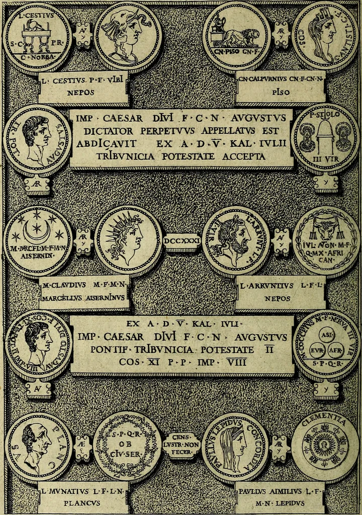 An illustration from Romanae et Graecae antiqvitatis monvmenta, e priscis nvmismatibvs, 1645, leaf 233